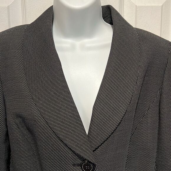 Dana Buchman Navy with White Tiny Polka Dots Wool Belted Blazer Jacket Size 12 - Picture 2 of 15